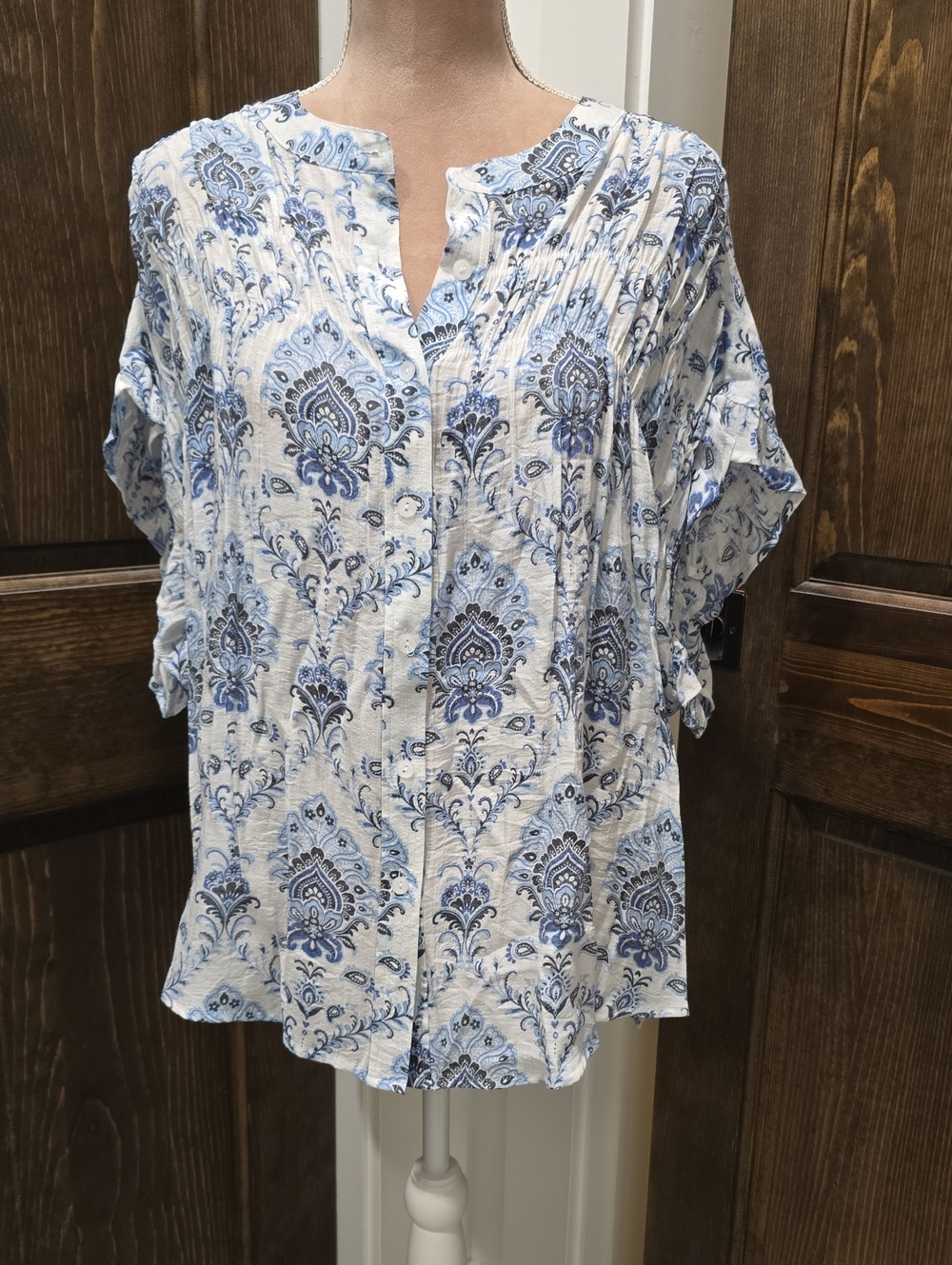 Zac & Rachel White Tunic with Blue Paisley Print